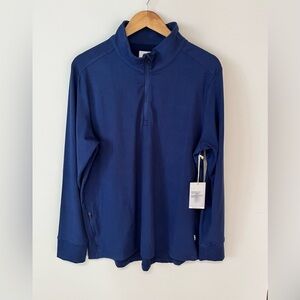 Feat Unisex Quarter Zip Pullover Sweatshirt Size Large Navy Blue